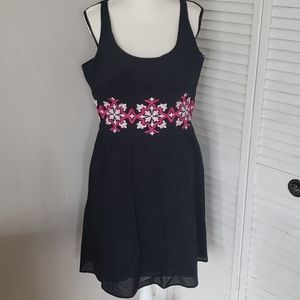 100% Cotton Black Embroidered Dress, Size …
